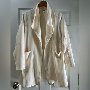 Max Studio Draped Collar Scuba Jacket cardigan Women’s Sz M in cream color